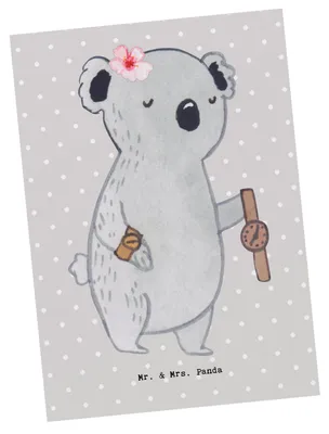 Produktbild von Mr. & Mrs. Panda Postkarte Uhrmacherin Herz - Grau Pastell - Geschenk, Fotokarte, Grußkarte, Postkarten, Ansichtskarten, Ansichtskarte