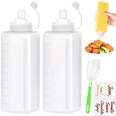 Productafbeelding van Knijpfles, 2 stuks, 1000 ml, plastic knijpfles met etiketten