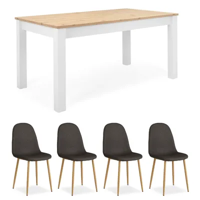 Produktbild von Homestyle4u Essgruppe Esstisch mit 4 Stühle Küchentisch Holztisch ausziehbar Set