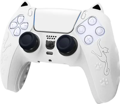 Produktbild von INF PS5 Silikon Schutzhülle: Kratzfest, Stoßfest, Weißes Katzendesign Weiß