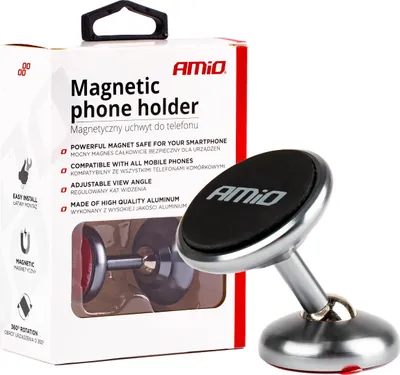 Zdjęcie produktu dla Uchwyt na telefon do samochodu magnetyczny przyklejany HOLD-10 AMIO-02360