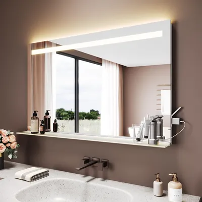 Immagine prodotto di SONNI Mensola in vetro arcobaleno lungo 120 x 75 x 3,5 cm Tre temperature di colore Antiappannamento Con presa di corrente