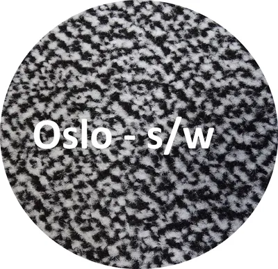 Produktbild von Mertex Schmutzfangmatte rund Ø 190 cm Oslo schwarz/weiß mit schwarzer Kettelkante Türmatte Sauberlauf Schmutzmatte Fußabstreifer