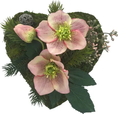 Produktbild von Gartenfigur Grabgesteck Grabschmuck Moosherz Grabherz Trauerherz Eisblume