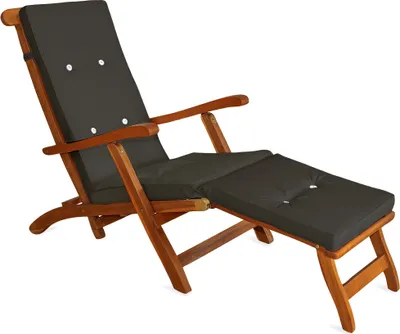Produktbild von CASARIA® Sonnenliege Holz inkl. Auflage Anthrazit FSC®-zertifiziert Akazie 160kg Belastbar Klappbar Rückenlehne Verstellbar Gartenliege Balkon Garten Liege Wetterfest 169x54cm