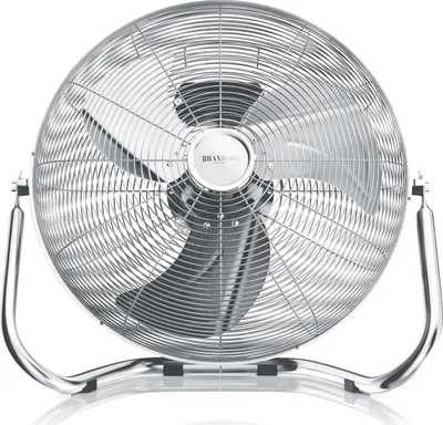 Image de Brandson Machine à vent, ventilateur de sol 200W, ventilateur sur pied, ventilateur, haut débit d'air, inclinable, 53,5 cm de diamètre, poignée de transport, GS testé, rétro, chrome
