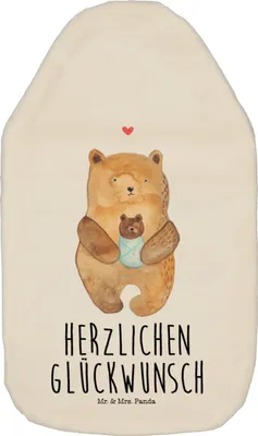 Produktbild von Mr. & Mrs. Panda Wärmflasche Bär Baby - Weiß - Geschenk, Mutter, Nichte, Geburtstag, wärmebeutel, Taufe, Eltern, gummi, Teddy, Geburt, Wärmekissen, Wärmflaschen