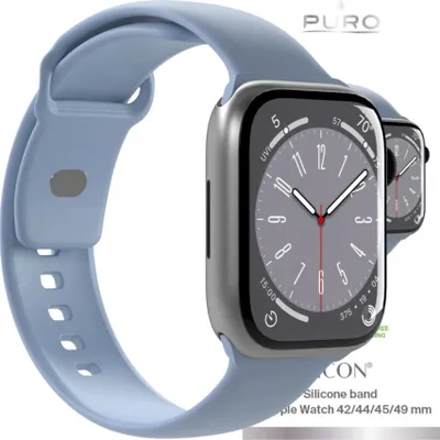 Obrázek produktu pro Puro Icon Silikonový řemínek pro Apple Watch 42 / 44 / 45 / 49 mm - světle modrý (2 ks)