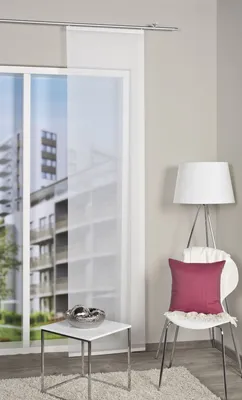 Produktbild von Home Wohnideen Schiebevorhang Leinenstruktur Uni 245 x 60 cm Wollweiss