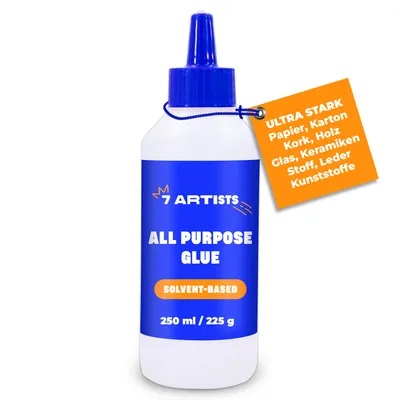 Produktbild von 7 Artists Bastelkleber Transparent Flüssig 225 g - Schnelltrocknender Bastelleim Transparent für Papier, Holz, Filz, Keramik