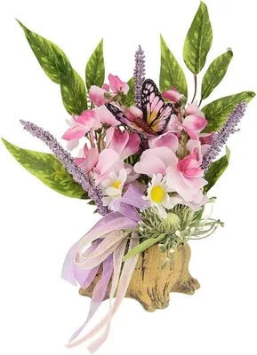 Produktbild von Famanu Kunstblumen Arrangement mit Orchideen und Gänseblümchen - Frühlingsdekoration