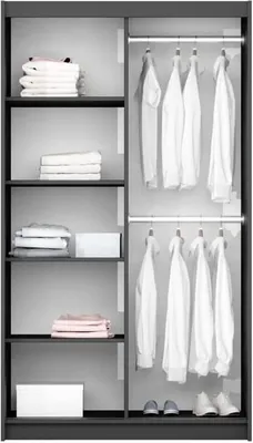Produktbild von Kleiderschrank Vigo mit Spiegel 120 cm, Schwebetürenschrank, Garderobeschrank Schlafzimmer; Wohnzimmerschrank; Korpus Schrank Farbe: Platinium; Farbe der Schrankfront: Platinium