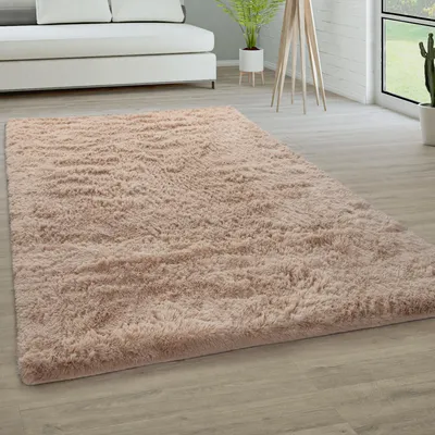 Produktbild von Hochflor Teppich Wohnzimmer Fellteppich Kunstfell Shaggy Flauschig Einfarbig Grösse 60x100 cm