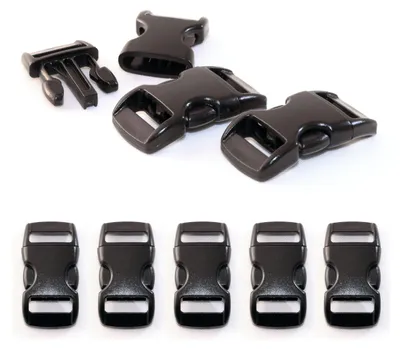 Kunststoff-Steckschnalle, 5 Stück, schwarz, 10 mm Band, 29 x 15 mm