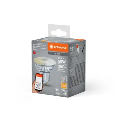 Produktbild von LEDVANCE 00217494, Intelligentes Leuchtmittel, WLAN, Edelstahl, GU10, Warmweiß, 2700 K
