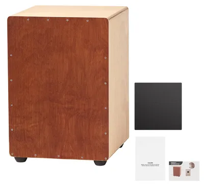 Obrázek produktu pro SucceBuy Cajon, buben ve tvaru krabice s integrovanými strunami pro snare, lehká dřevěná bubenková sada, přenosný hudební nástroj se silikonovými nožičkami a zaoblenými hranami, vhodný pro začátečníky i pokročilé, rozměry 305x305x430 mm