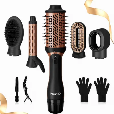 Produktbild von MCURO 5-in-1 Heißluftbürste Föhnbürste – Professionelles Styling wie im Salon: Glätten, Locken & Volumen – 1200W, Keramikbeschichtung, Ionen-Technologie, Anti-Frizz Effekt