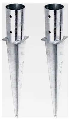 Produktbild von Einschlag-Bodenhülse für Rundholzpfosten, feuerverzinkt, Ø81 mm, Gesamtlänge 600 mm, 2er Set