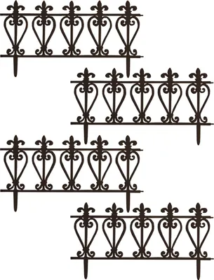 Four identical decorative fence sections arranged in a staggered pattern against a white background.