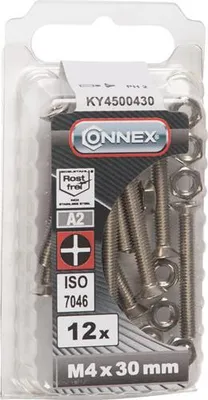Obrázok produktu pre Kovový skrutka Connex VZ-K M4x30, 12 ks, A2 – KY4500430
