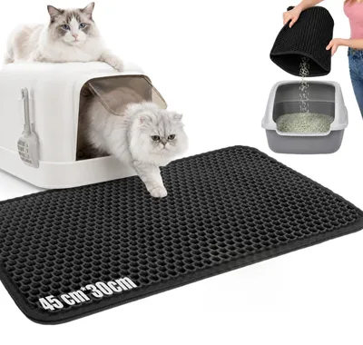 Imagen del producto de Alfombrilla para gatos, de doble capa, 30 x 45 cm, resistente a la orina, para el arenero
