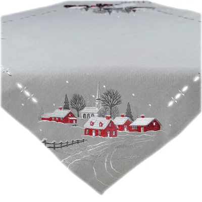 Tischdecke 85x85 cm, Weihnachtsmotiv, Stickerei, Polyester