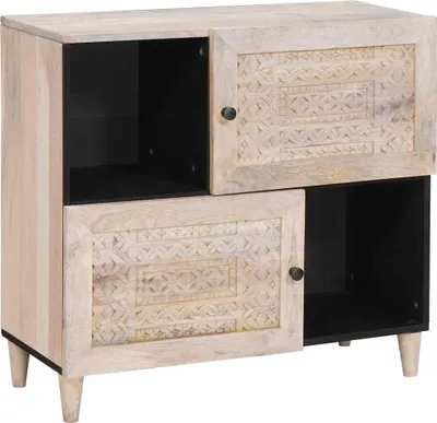 Imagen del producto de Maison Exclusive - Aparador blanco envejecido, 80 x 33 x 75 cm, madera maciza de mango