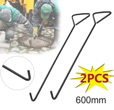 Produktbild von 2 Stücke 60cm Kanaldeckelheber, Kanalhaken Schachthaken Gullihaken Schachtdeckelhaken Kanaldeckelheber Haken Für kann zum Öffnen des Schachtdeckels verwendet werden