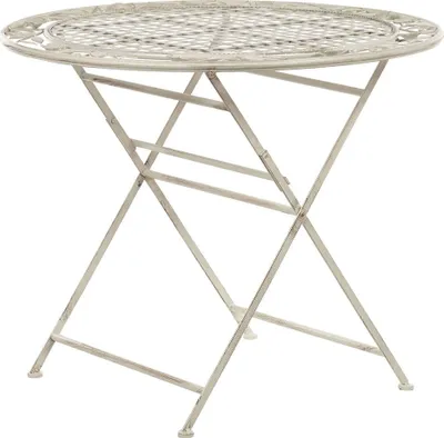 Produktbild von BELIANI Záhradný stôl biely železný okrúhly 90 cm pre 4 osoby skladací UV odolný vintage francúzsky retro štýl