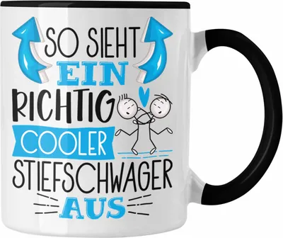 Produktbild von Trendation - So Sieht Ein Richtig Cooler Stiefschwager Aus Geschenk Tasse Lustiger Spruch Geschenkidee (Schwarz)
