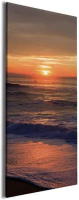 Produktbild von Wallario Premium Leinwandbild Sonne über dem Meer in Größe 80 x 200 cm