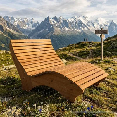 Produktbild von Holzliege Wellenliege "Ruhe-Vroni" (Thermoholz) Breite 140cm Waldsofa