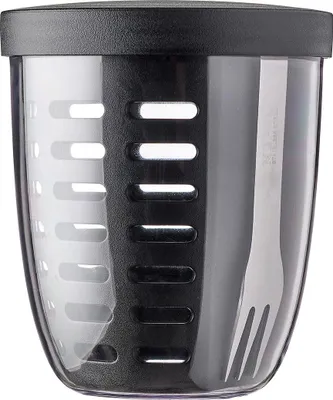 Produktbild von Mepal - Obst- & Gemüsetopf Ellipse - Obstbehälter - Ideal für Obst und Gemüse unterwegs - Obstbox mit Gabel & Sieb - Meal Prep Box mit Deckel - 600 ml - Nordic Black