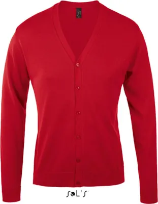Produktbild von SOLs 90011 | Golden Men V-Neck Knitted Cardigan - Farbe: Red - Größe: S