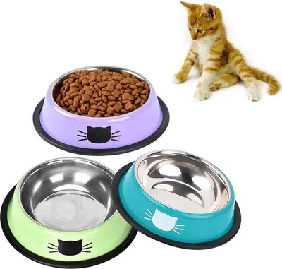 Produktbild von Famanu Futterstation für Katzen aus Edelstahl - Erhöhte, rutschfeste Futterschüssel