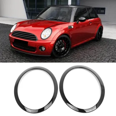 Productafbeelding van Koplampomlijsting, zwart - Vervanging voor Mini Cooper One R50/R52/R53, bouwjaar 2001-2006 - 1 paar, OEM-nummer 63126917835/63126917836 - Eenvoudige installatie - Duurzaam materiaal - Uitstekende afwerking