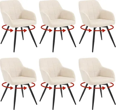 Produktbild von WOLTU Esszimmerstuhl, gepolstert, ergonomisch, drehbar, mit Metallbeinen, Samt : Beige 6 Farbe: Beige Stückzahl: 6