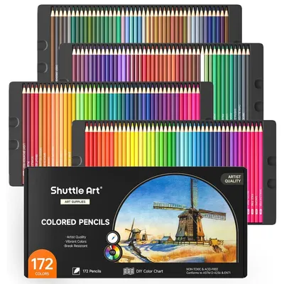 Buntstift-Set 172 Teile, weiche Mine, für Malbücher & Zeichnen