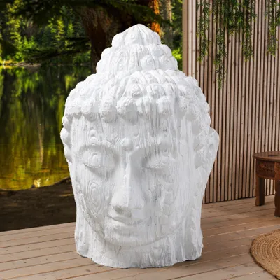 Produktbild von riess-ambiente Imposanter XXL Kopf BUDDHA 110cm weiß GRC Beton Dekoration