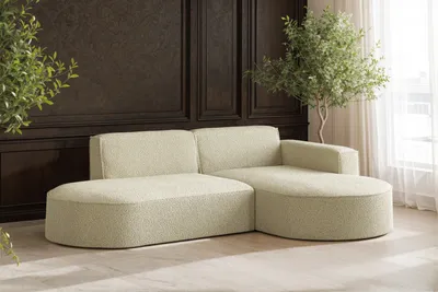 Image de Canapé d'angle, canapé en L Designer Modena tissu source Beige droite