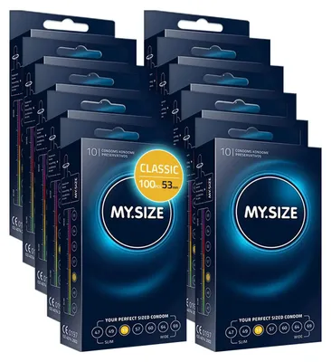 Immagine prodotto di MY.SIZE Preservativi classici misura 3 | 53 mm di larghezza | 100 pezzi confezione maxi | preservativi premium extra sottili | preservativi fedeli al tatto | 0,07 mm di spessore della parete