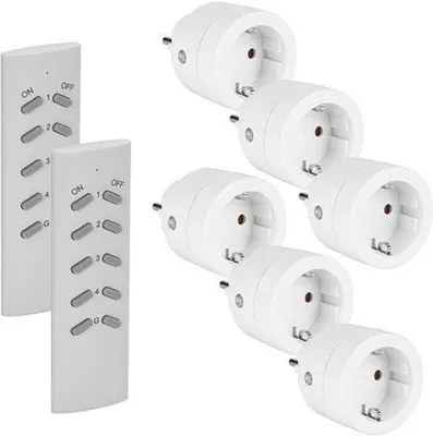 Productafbeelding van Draadloze Stopcontact Schakelaars x 6 met Afstandsbedieningen x 2