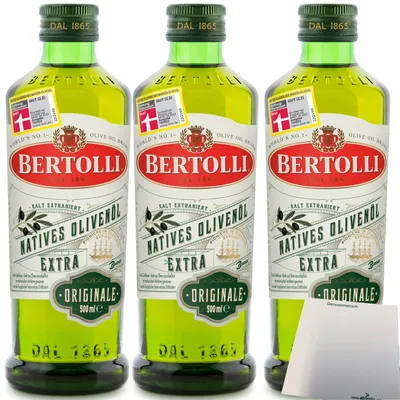 Produktbild von Bertolli Extra Vergine Natives Olivenöl 3er Pack (3x500ml Flasche) + usy Block