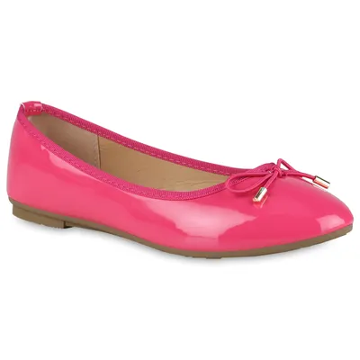 Produktbild von VAN HILL Damen Klassische Ballerinas Kunstleder Schleifen Schuhe 838469, Farbe: Fuchsia, Größe: 41