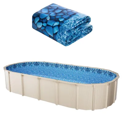 Produktbild von Vevor YCNCOVAL12249VN11V0, Schwimmbeckenauskleidung, Blau, Vinyl, Oval, 7,32 m, 3,66 m