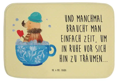 Produktbild von Mr. & Mrs. Panda Badezimmerteppich Nachtfalter Schaumbad - Gelb Pastell - Geschenk, duschmatte, Badematte, Lustige Sprüche, Träumen, Tasse, Bad, Badvorleger, WC