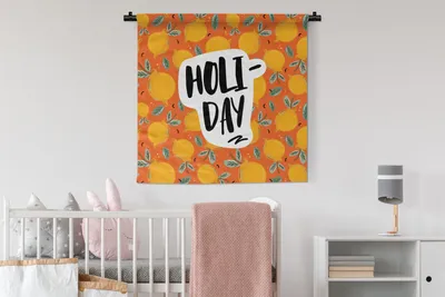 Produktbild von MuchoWow® Wandteppich Wandbehang Zitrone - Blätter - Sommer 90x90 cm Tapisserie Dekoration Wandtuch - Wandaufhänger