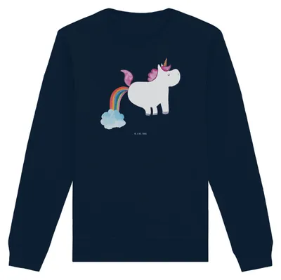 Produktbild von Mr. & Mrs. Panda Baumwoll Pullover Einhorn Pupsen Größe XXL - French Navy - Geschenk, Sweatshirt, Pulli, Regenbogen, Spaß, Lustig, Bio-Pulli, Freundin, Unicorn, Sweater