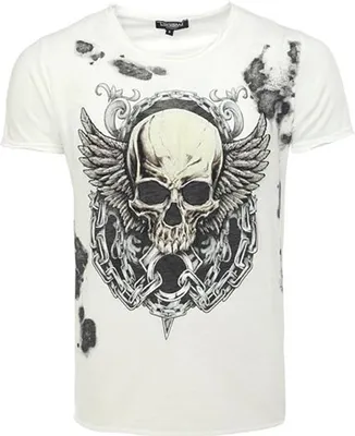 Produktbild von Brandneu Designer T-Shirt CARISMA in Weiß mit Skull-Print CRM4556 S