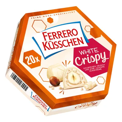Obrázok produktu pre Ferrero Küsschen White Crispy s bielou čokoládou a chrumkavými lupienkami 172g